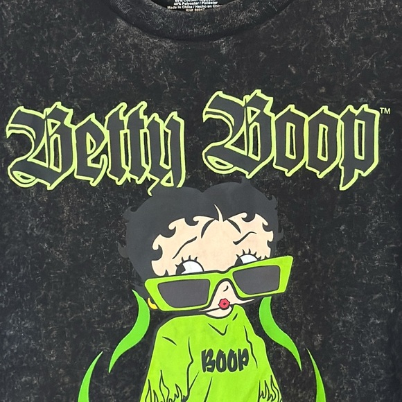 Betty Boop Acid Wash‎ Graphic Tee XS NWT Womens Retro Y2K Goth Streetwear Shirt - Picture 4 of 12